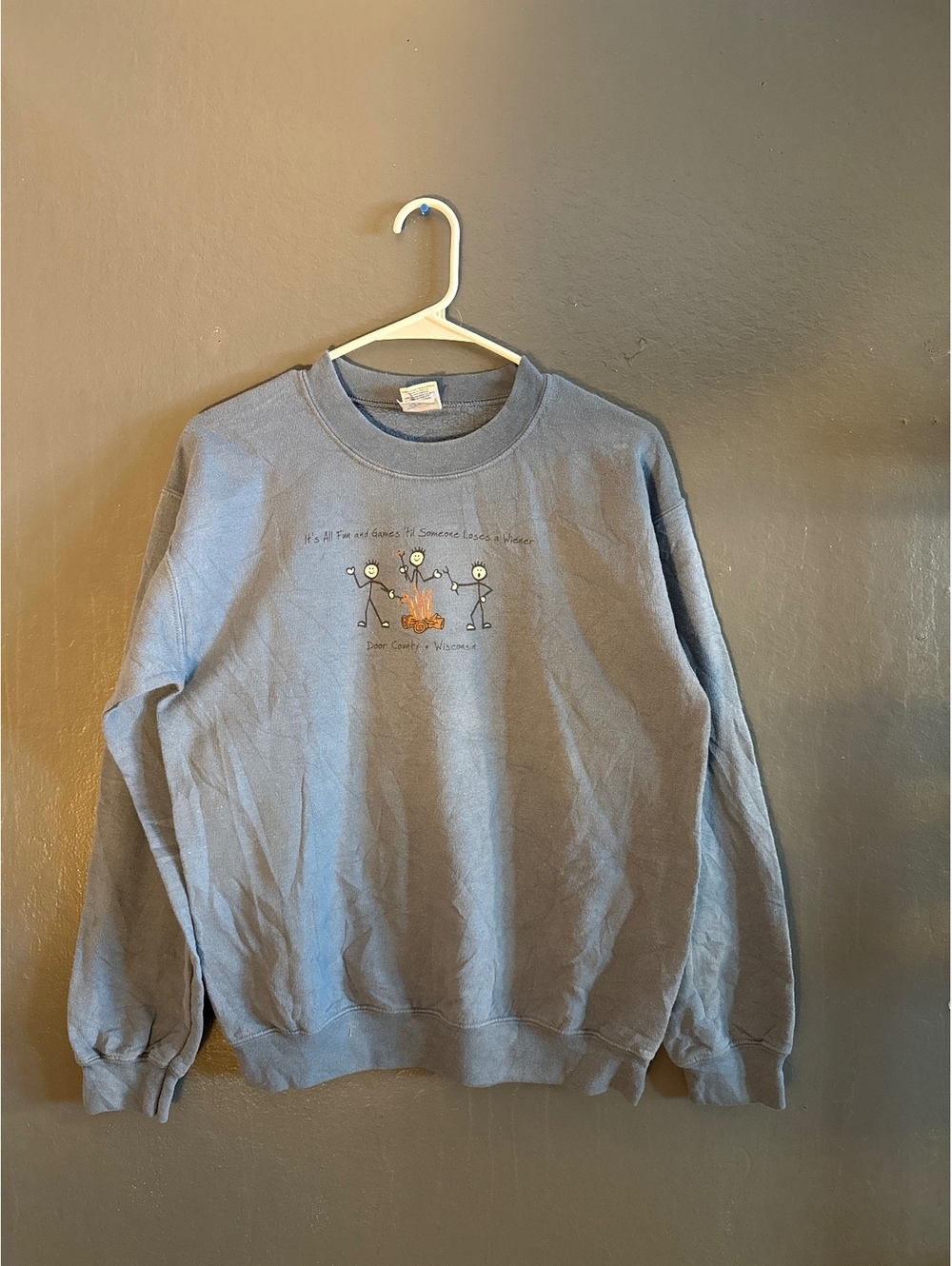 Gildan Heavy Blend Blue Crewneck Sweatshirt with Fun Graphic